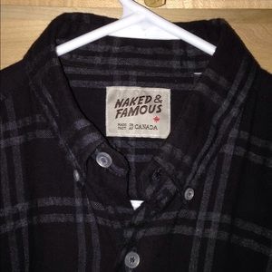 N & F flannel in black with grey check pattern